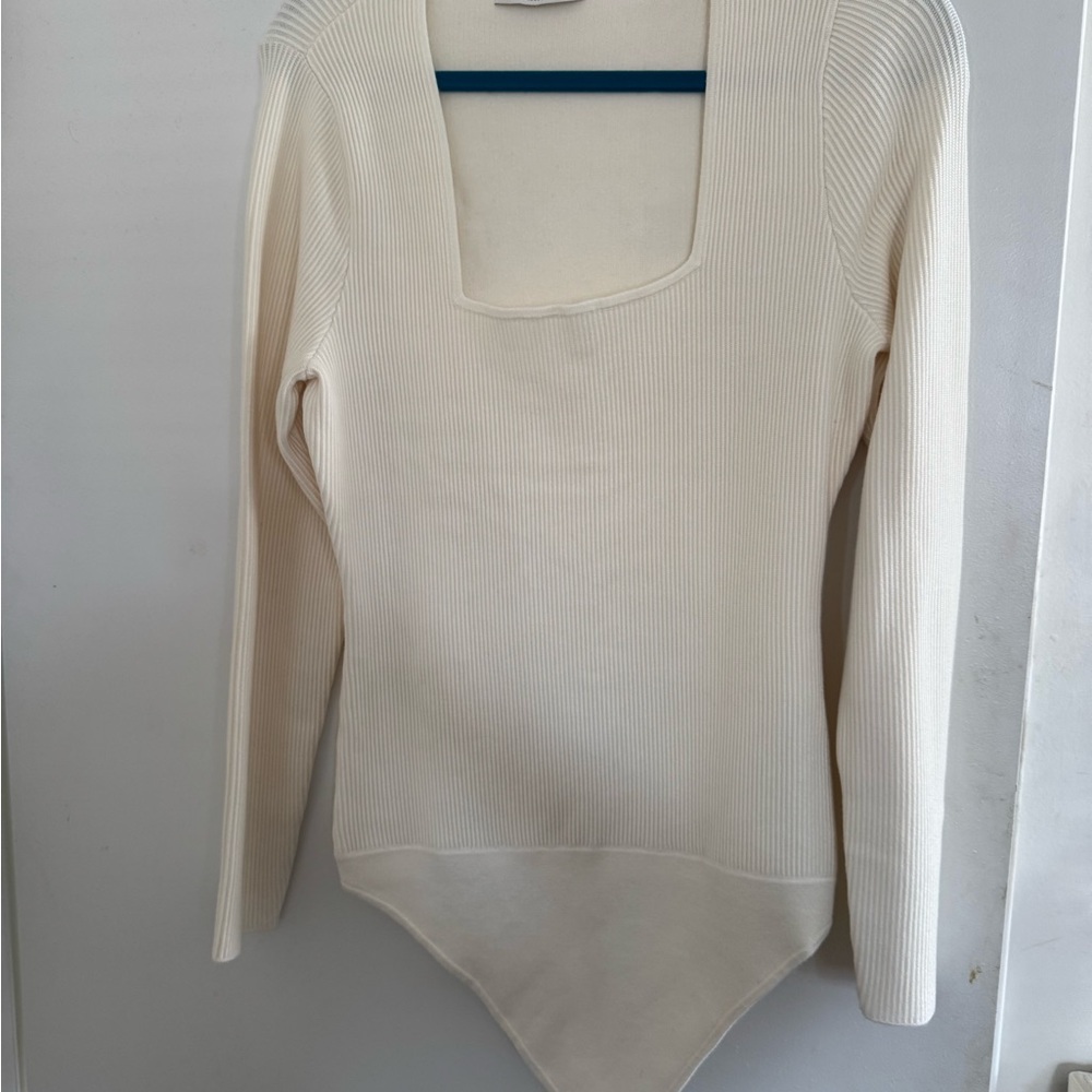 NWT Abercrombie & Fitch Cream Ribbed Sweater Bodysuit
